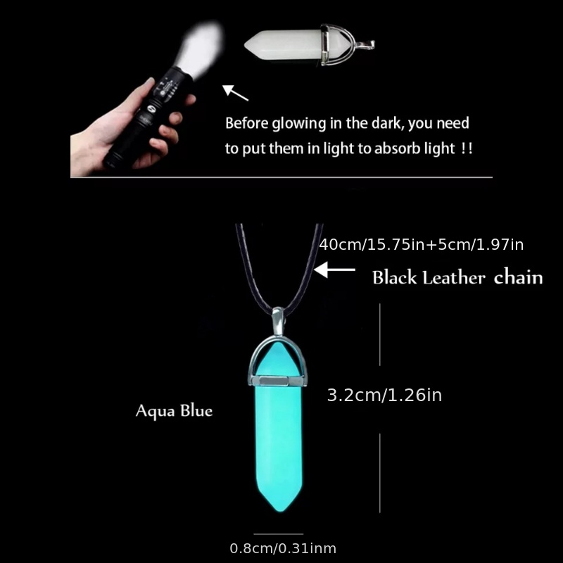 Glow-in-Dark Bullet Stone Pendant Necklace